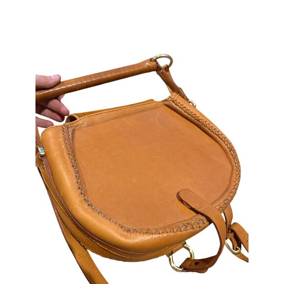 SANCIA THE BABYLON COGNAC BAR SUEDE LEATHER SADDLE BAG - Picture 4 of 11